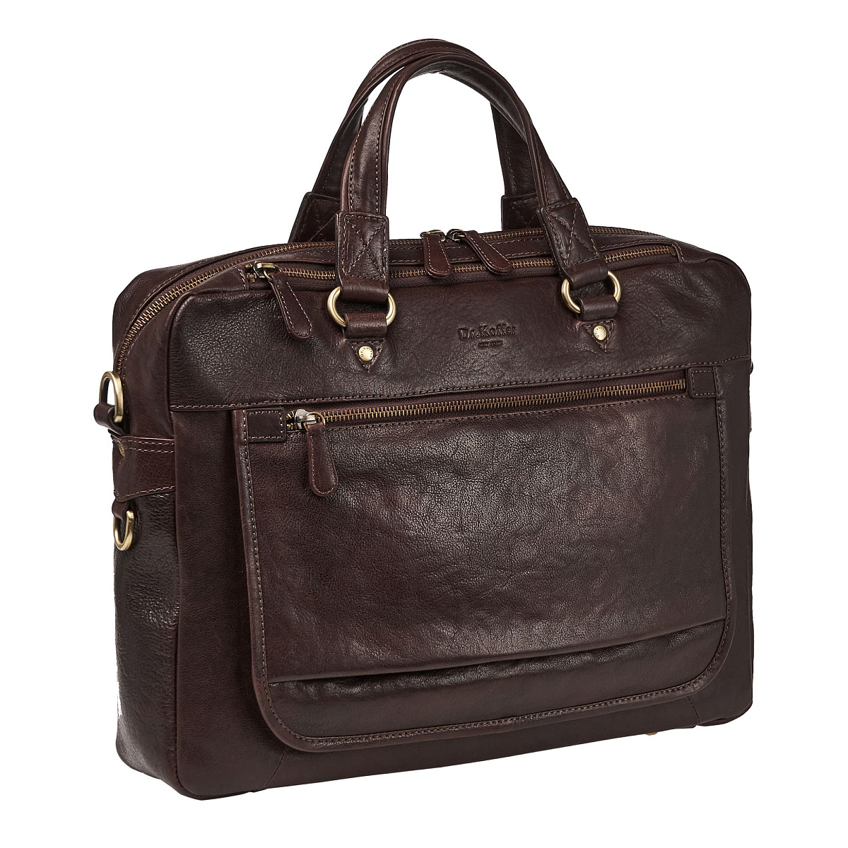 Деловая сумка Dr.Koffer из натуральной кожи темно-коричневая