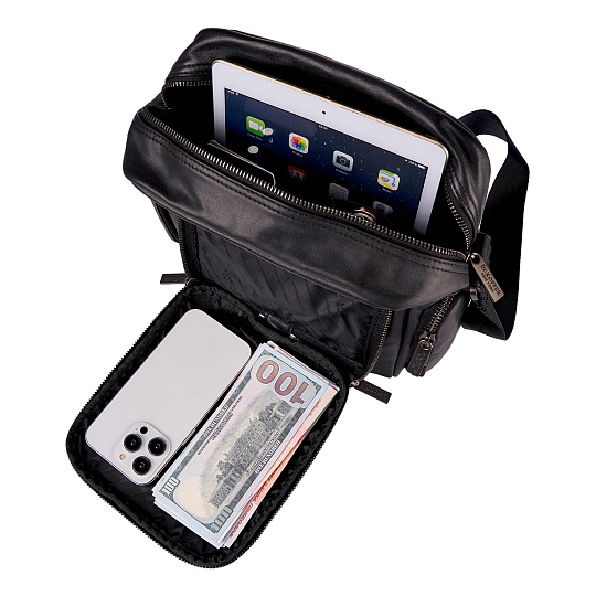 Сумка через плечо Dr.Koffer из натуральной кожи черная