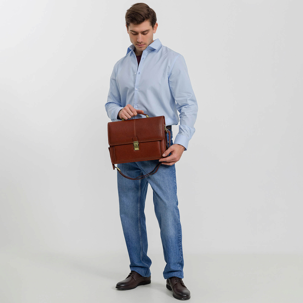 Портфель Dr.Koffer из натуральной кожи светло-коричневый