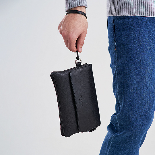 Сумка барсетка из натуральной кожи Dr. Koffer черная