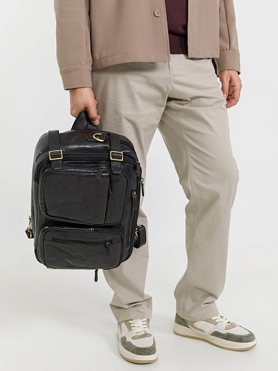 Деловая сумка Dr.Koffer из натуральной кожи черная