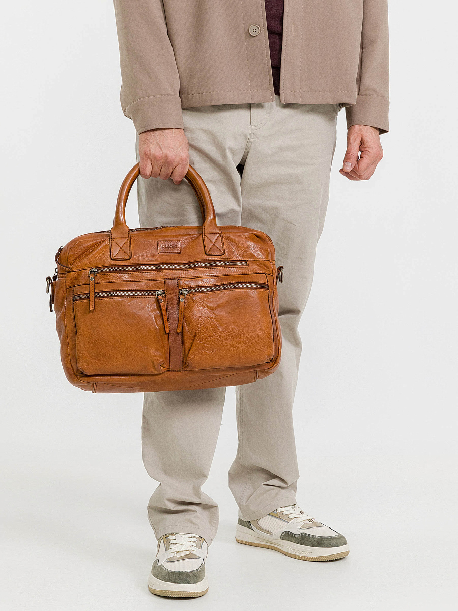 Деловая сумка Dr.Koffer из натуральной кожи коричневая