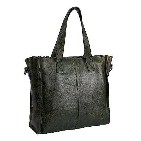 Деловая сумка Dr.Koffer из натуральной кожи зеленая