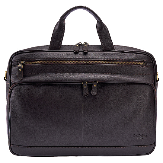 Деловая сумка Dr.Koffer из натуральной кожи темно-коричневая