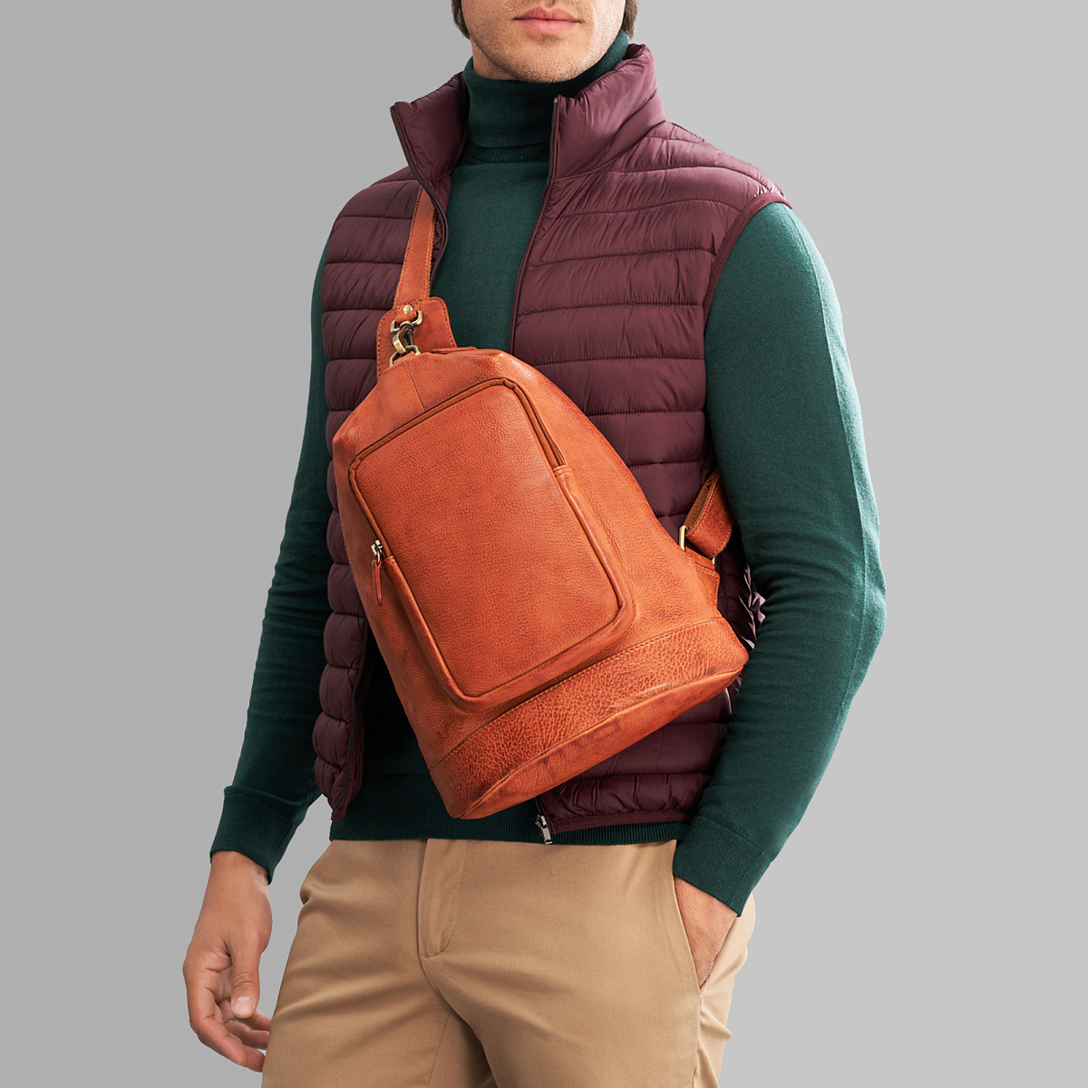 Рюкзак Dr.Koffer из натуральной кожи светло-коричневый