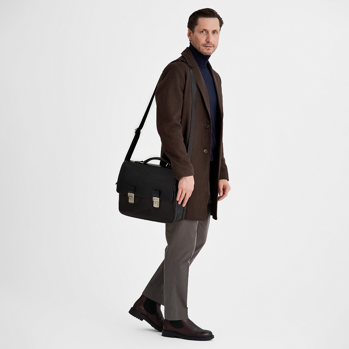 Портфель Dr.Koffer из натуральной кожи черный