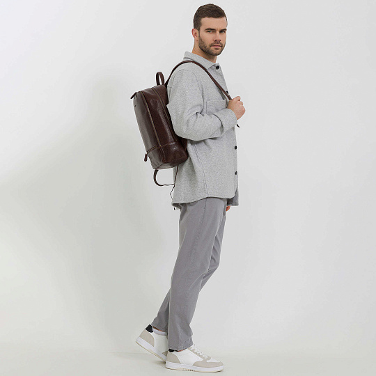 Рюкзак Dr.Koffer из натуральной кожи темно-коричневый