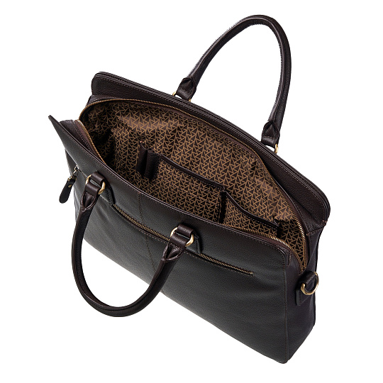 Деловая сумка Dr.Koffer из натуральной кожи темно-коричневая