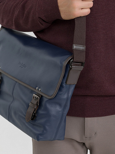 Сумка через плечо Dr.Koffer из натуральной кожи синяя