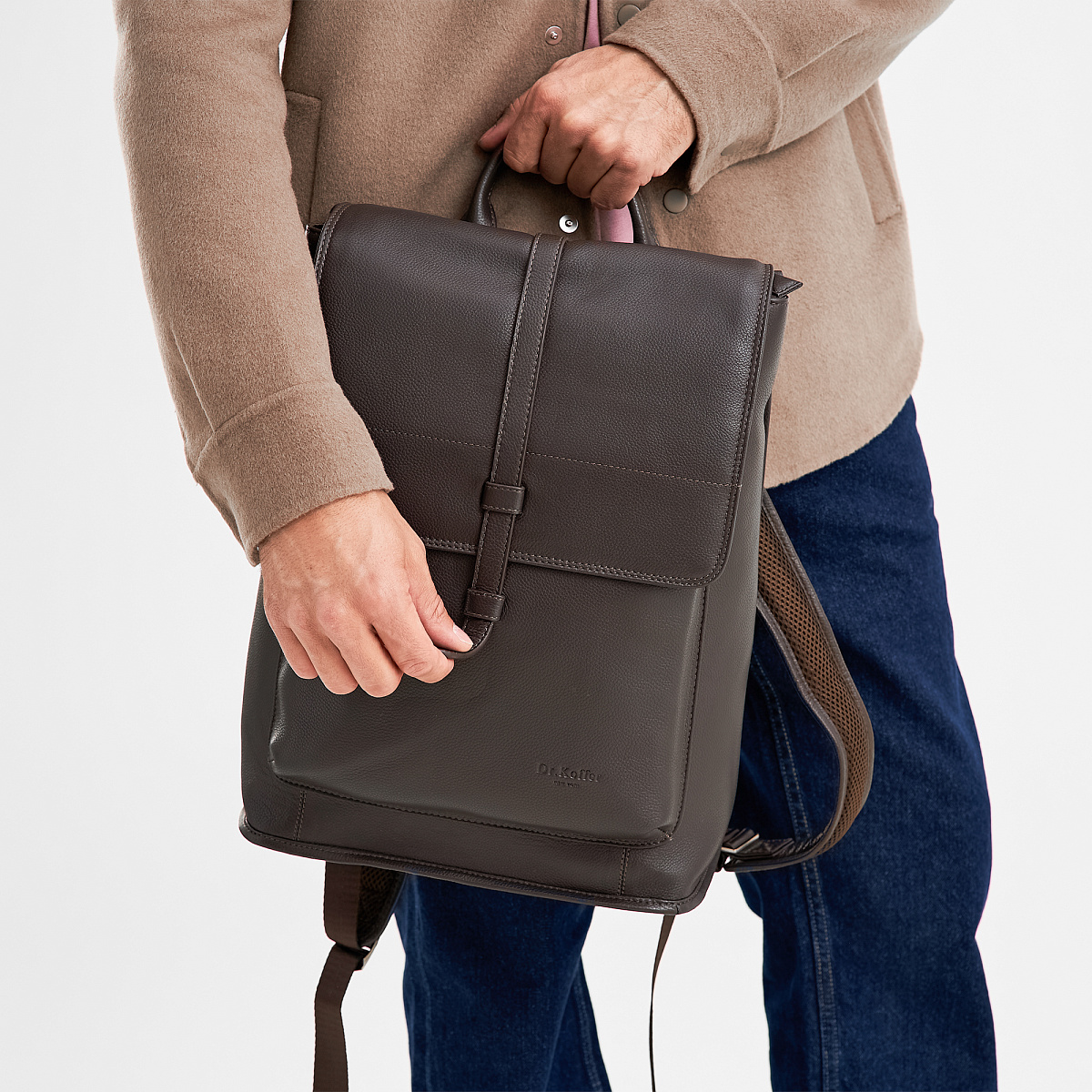 Рюкзак Dr.Koffer из натуральной кожи темно-коричневый