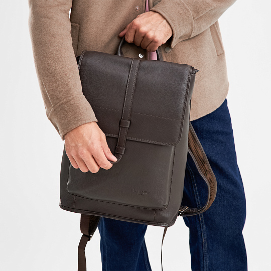 Рюкзак Dr.Koffer из натуральной кожи темно-коричневый