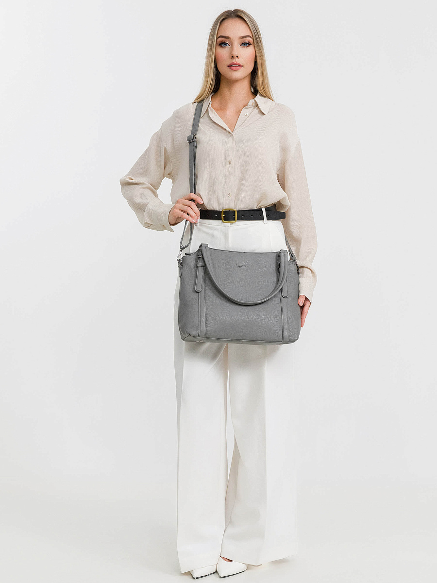 Женская сумка Dr.Koffer из натуральной кожи серая