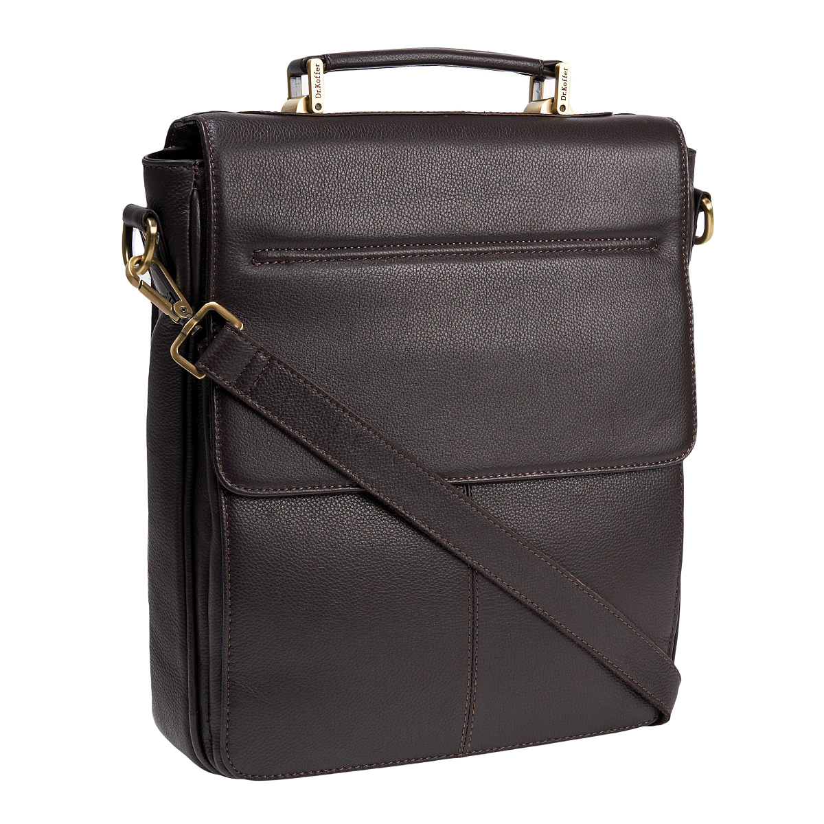 Деловая сумка Dr.Koffer из натуральной кожи темно-коричневая