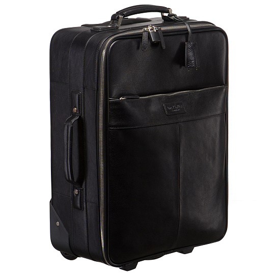 Черный чемодан-тележка с двумя переносными ручками Dr.Koffer LP6379FTC-02-04