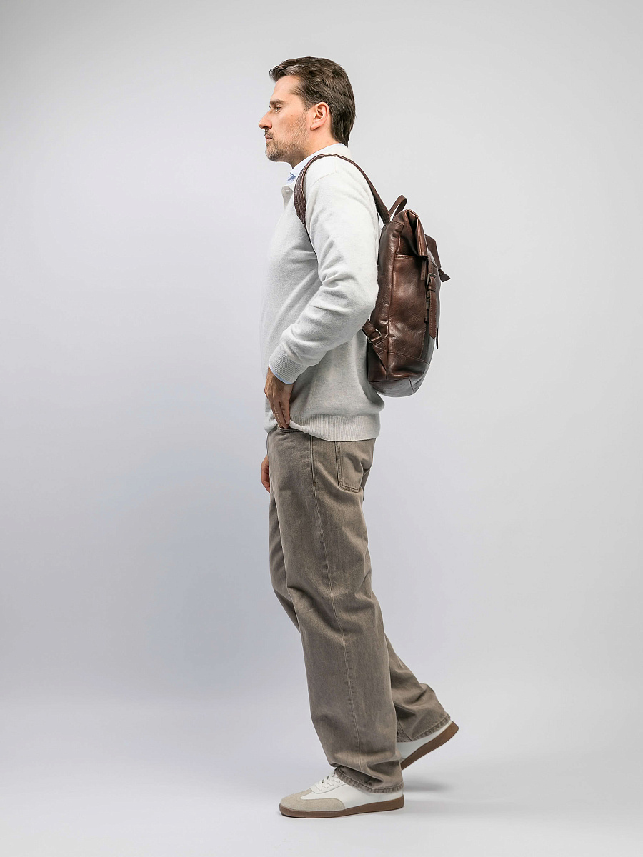 Рюкзак Dr.Koffer из натуральной кожи темно-коричневый