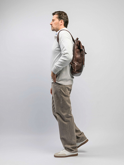 Рюкзак Dr.Koffer из натуральной кожи темно-коричневый