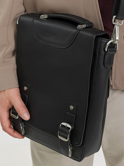 Деловая сумка Dr.Koffer из натуральной кожи черная