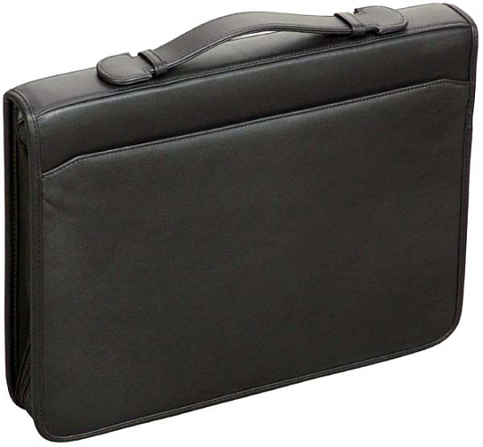 Папка для документов из черной кожи на молнии с ручкой Dr.Koffer G231980-01-04