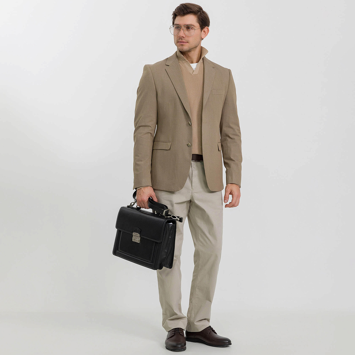 Портфель Dr.Koffer из натуральной кожи черный