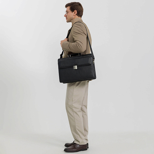 Портфель Dr.Koffer из натуральной кожи черный