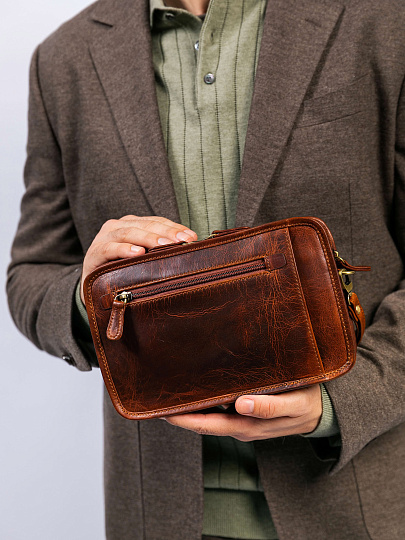 Сумка-визитка Dr. Koffer из натуральной кожи коричневая