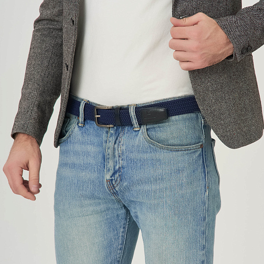 Ремень Dr.Koffer из натуральной кожи и текстиля синий