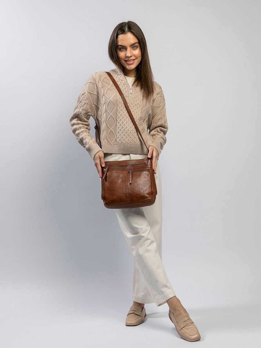 Сумка через плечо Dr.Koffer из натуральной кожи коричневая