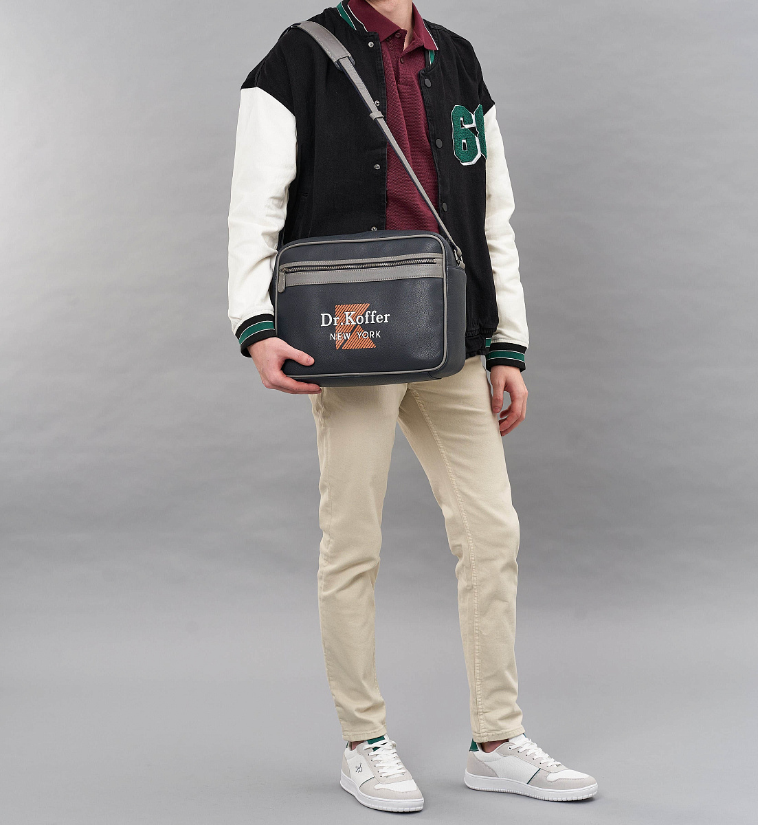 Сумка через плечо Dr.Koffer из натуральной кожи синяя