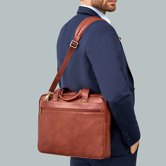 Деловая сумка Dr.Koffer из натуральной кожи коричневая