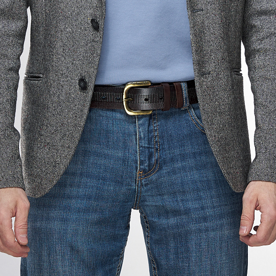 Ремень Dr. Koffer из натуральной кожи коричневый