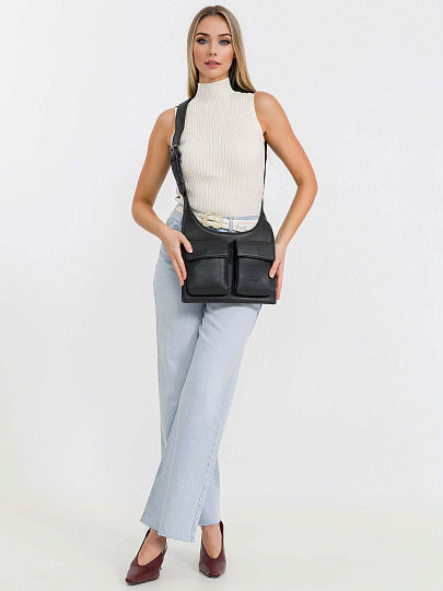 Сумка через плечо Dr.Koffer из натуральной кожи черная