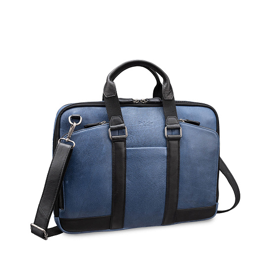 Деловая сумка Dr.Koffer из натуральной кожи синяя