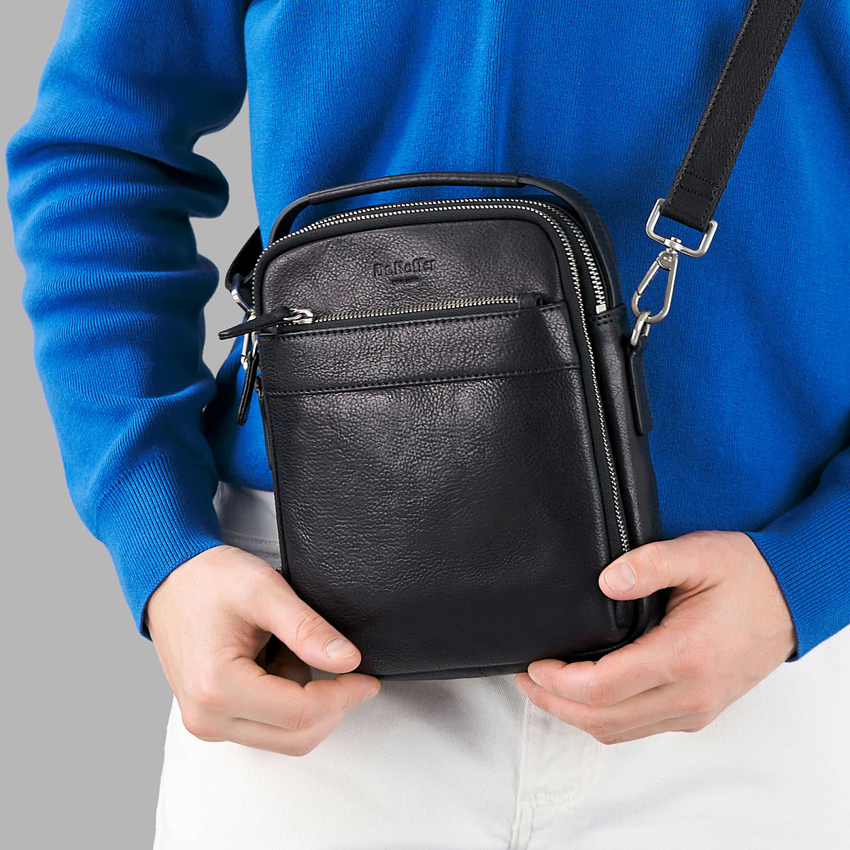 Сумка через плечо Dr.Koffer из натуральной кожи черная