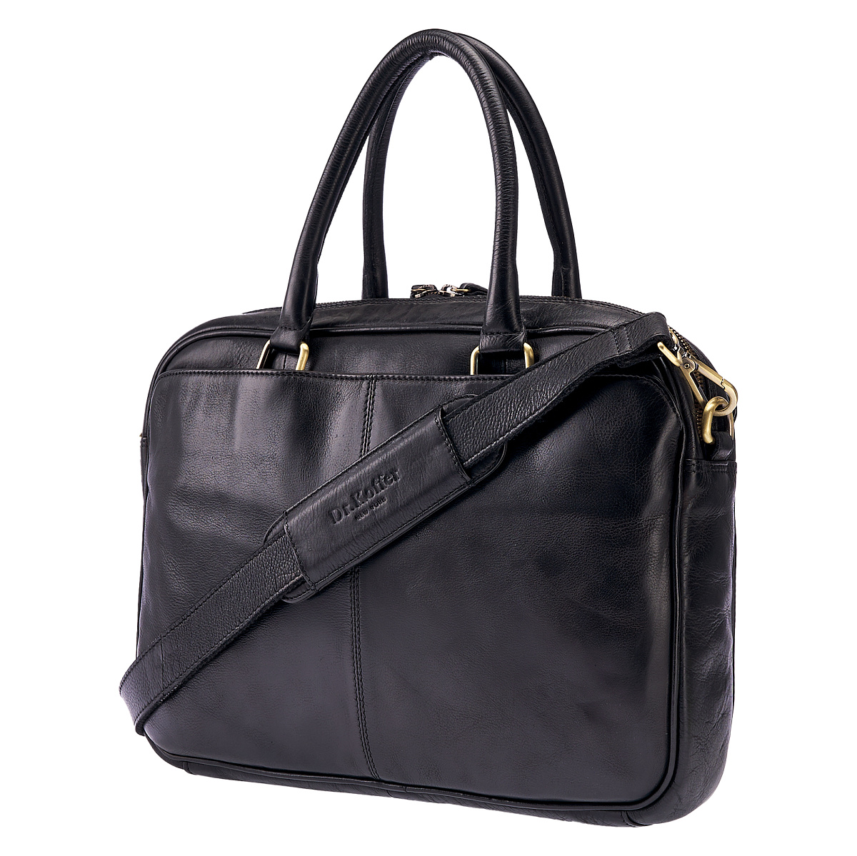 Деловая сумка Dr.Koffer из натуральной кожи черная