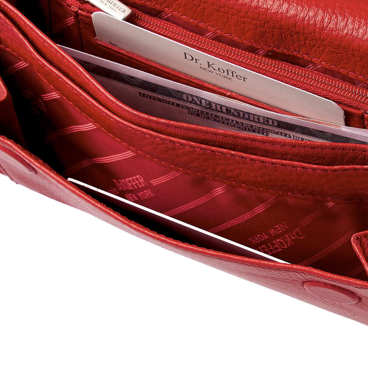Сумка на пояс Dr. Koffer из натуральной кожи красная