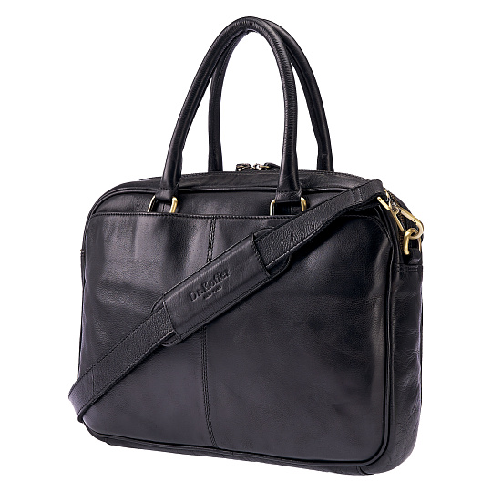 Деловая сумка Dr.Koffer из натуральной кожи черная