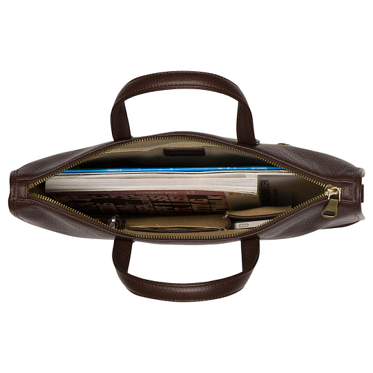 Деловая сумка Dr.Koffer из натуральной кожи темно-коричневая