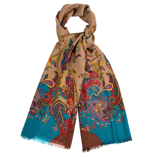 Женский шерстяной шарф с этническими принтами в дизайне Dr.Koffer S810484-135-60