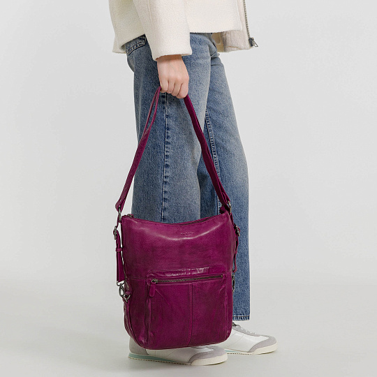 Сумка через плечо Dr.Koffer из натуральной кожи фиолетовая