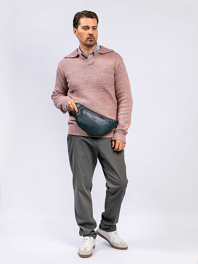 Сумка на пояс Dr. Koffer из натуральной кожи синяя