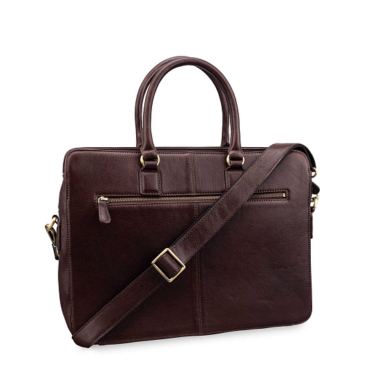 Деловая сумка Dr.Koffer из натуральной кожи темно-коричневая