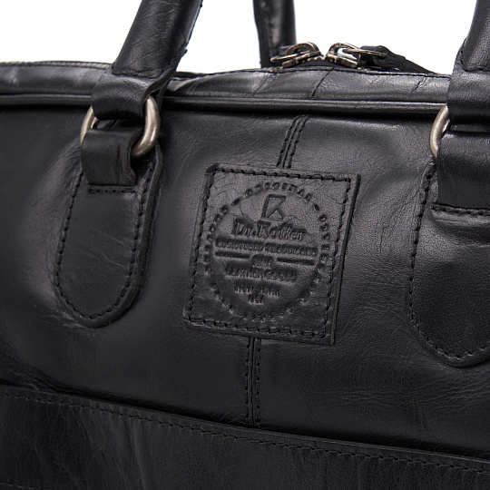 Деловая сумка Dr.Koffer из натуральной кожи черная