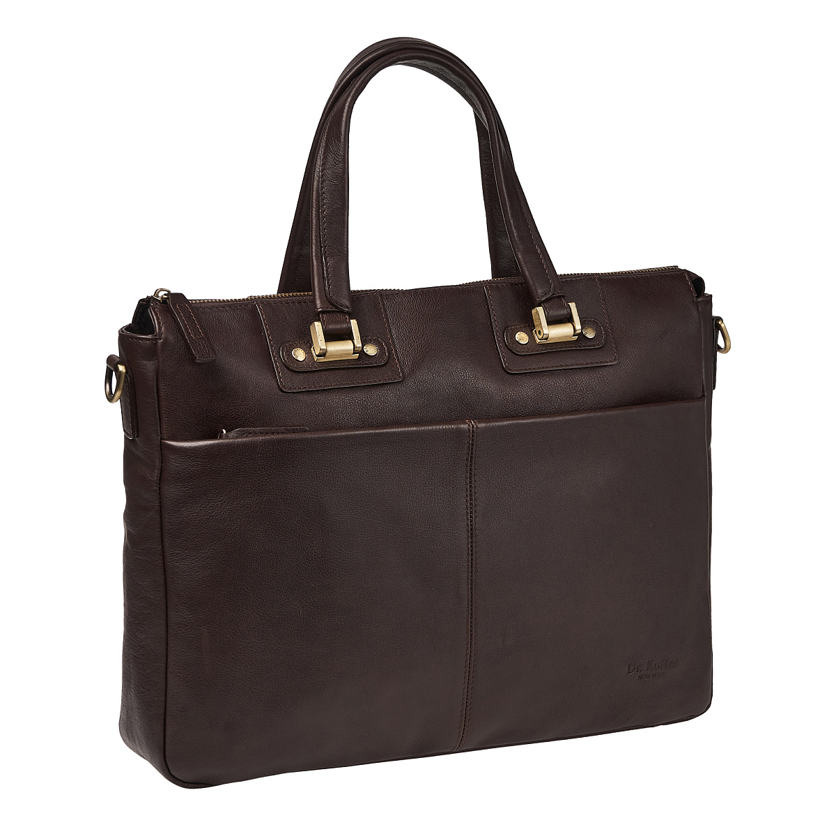 Деловая сумка Dr.Koffer из натуральной кожи темно-коричневая