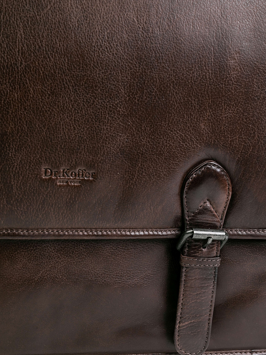Портфель Dr.Koffer из натуральной кожи темно-коричневый