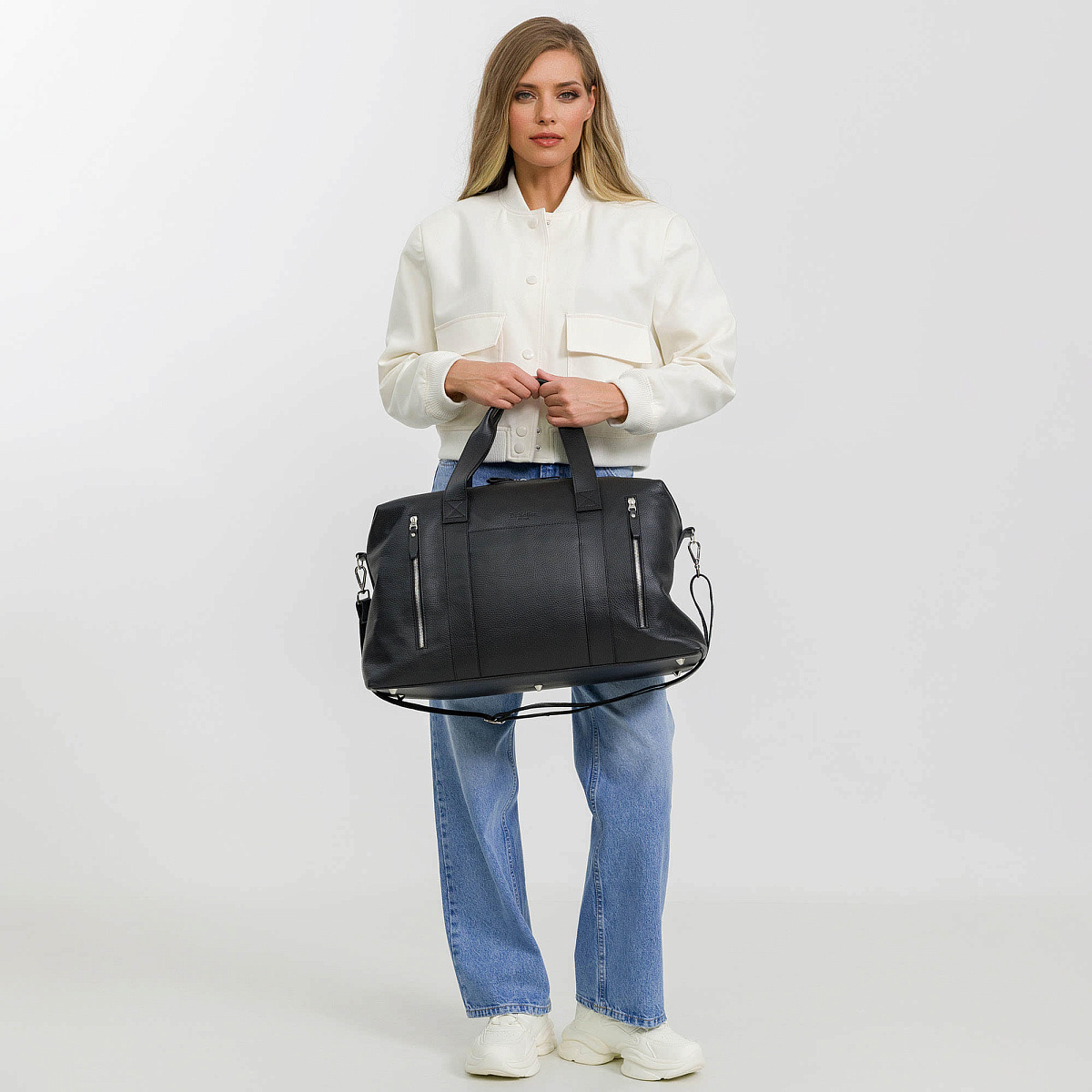 Сумка дорожная Dr.Koffer  из натуральной кожи черная