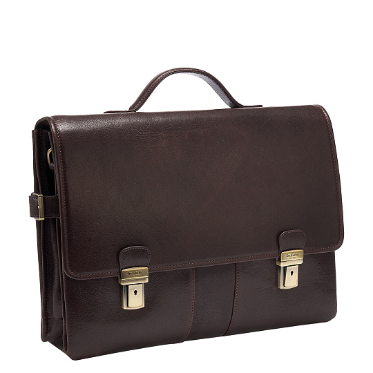 Портфель Dr.Koffer из натуральной кожи темно-коричневый
