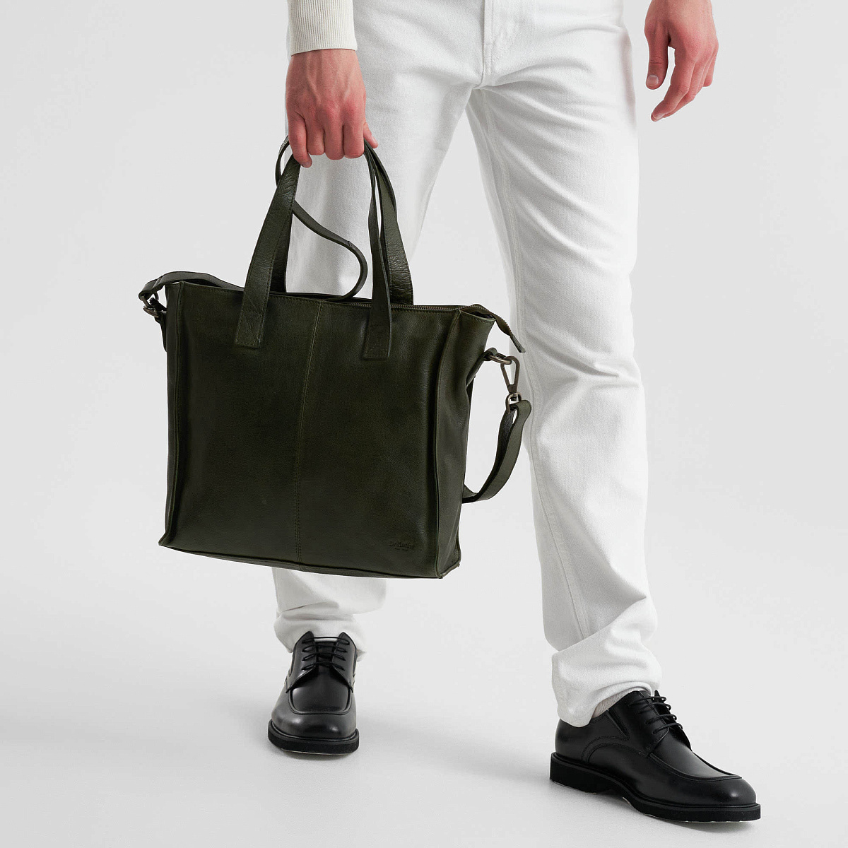 Деловая сумка Dr.Koffer из натуральной кожи зеленая