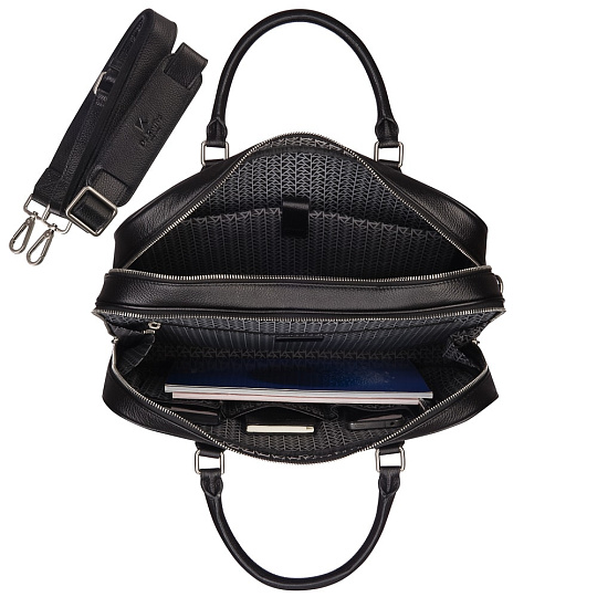 Деловая сумка Dr.Koffer из натуральной кожи черная