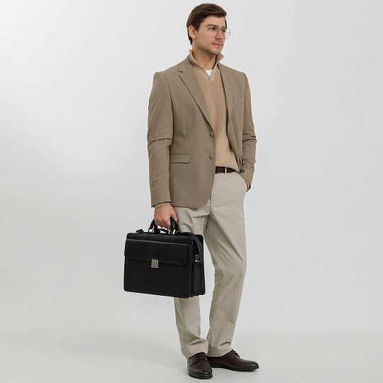 Портфель Dr.Koffer из натуральной кожи черный