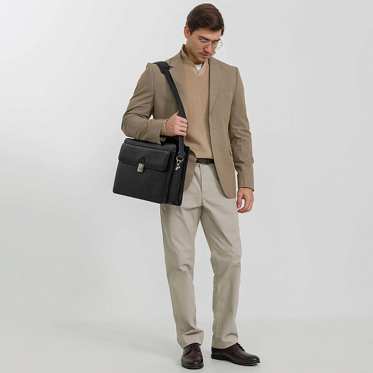 Портфель Dr.Koffer из натуральной кожи черный